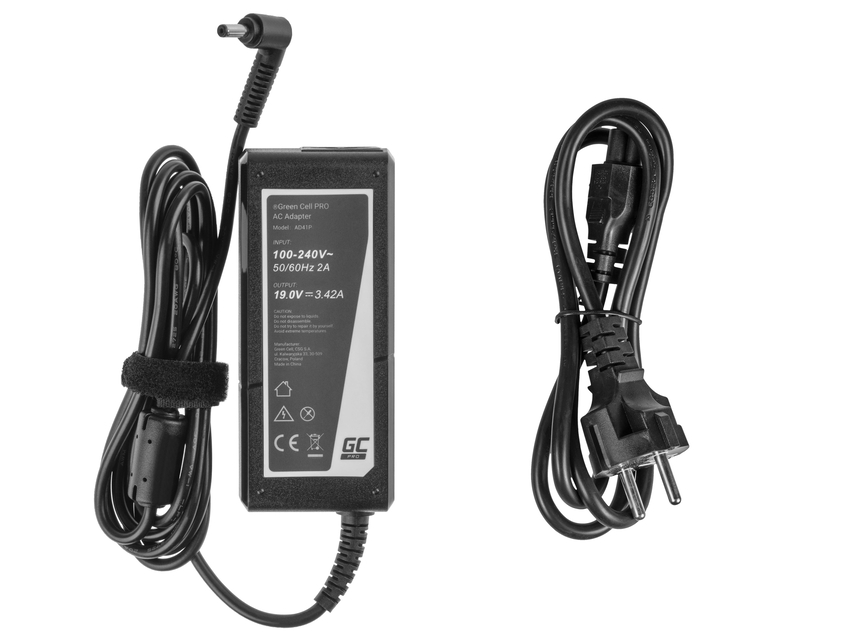 Green Cell PRO polnilec / AC Adapter 19V 3.42A 65W za Asus F553 F553M F553MA R540L R540S X540S X553 X553M X553MA ZenBook UX303L (AD41P)