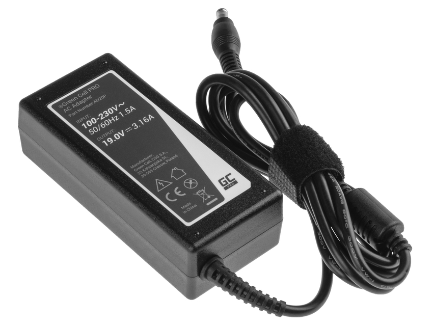 Green Cell PRO polnilec / AC Adapter 19V 3.16A 60W za Samsung R519 R719 RV510 NP270E5E NP275E5E NP300E5A NP300E5E NP300E5C (AD20P)