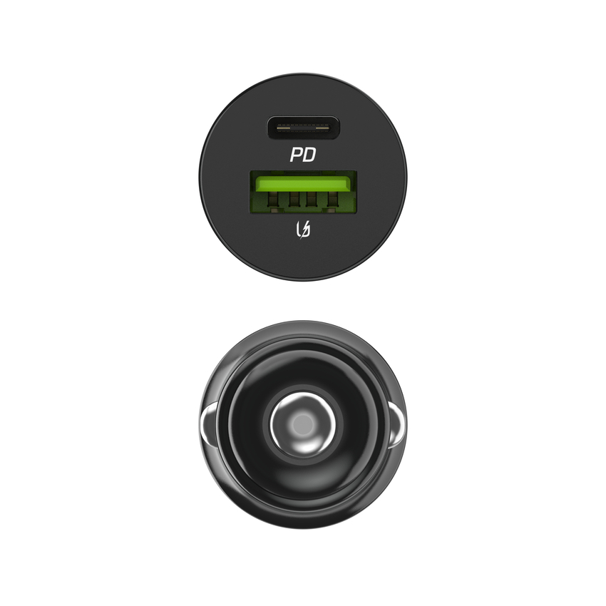 Green Cell avtomobilski polnilec 38W GC PowerRide Nano38 mit USB-C USB-A napajalni kabel und Ultra Charge hitro polnjenje (CADM-GC-38AC)