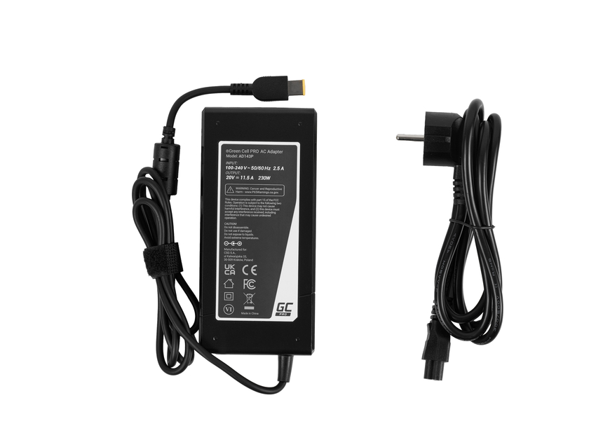 napajalec / polnilec Green Cell PRO 20V 11.5A 230W za Lenovo Legion Y520 Y530 Y540 Y720 Y730 (AD143P)