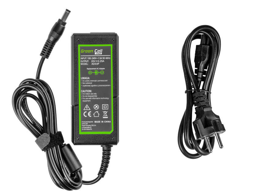 Green Cell PRO polnilec / AC Adapter 20V 3.25A 65W za Lenovo B560 B570 G530 G550 G560 G575 G580 G580a G585 IdeaPad Z560 Z570 (AD33P)