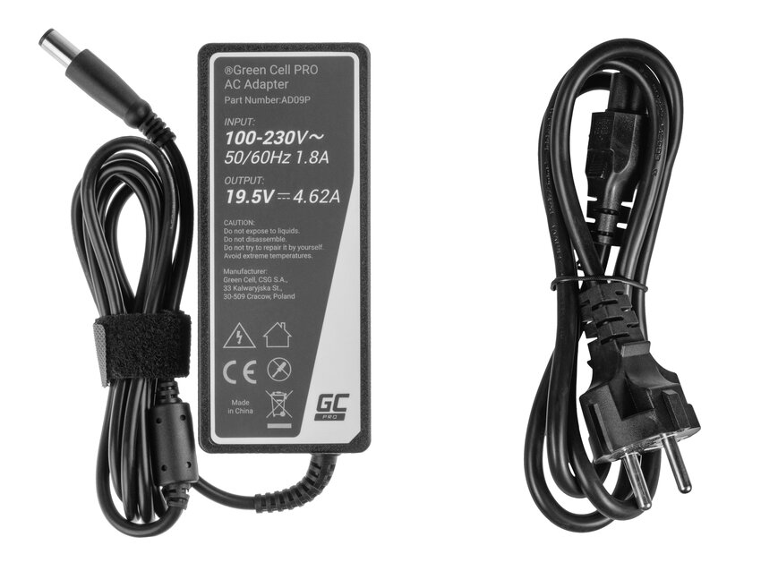 Green Cell PRO polnilec / AC Adapter 19.5V 4.62A 90W za Dell Inspiron 15R N5010 N5110 Latitude E6410 E6420 E6430 E6510 E6520 (AD09P)