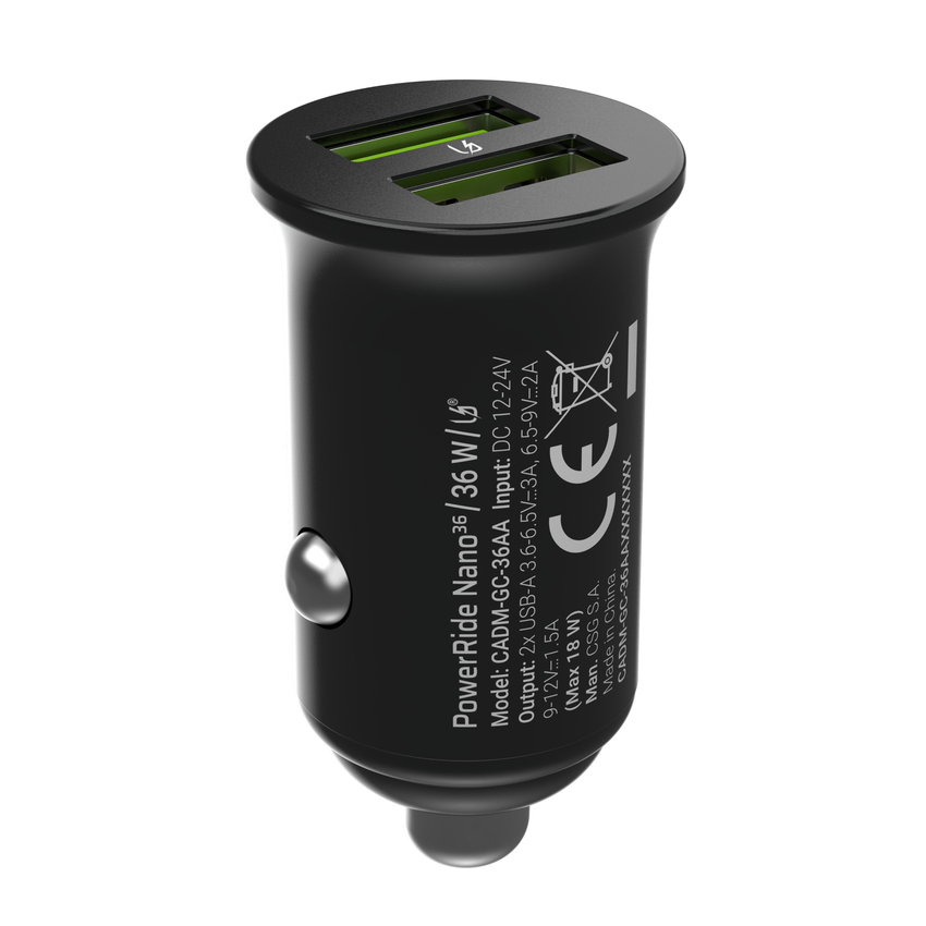 Green Cell avtomobilski polnilec 36W GC PowerRide Nano36 mit 2x USB-A Ultra Charge hitro polnjenje (CADM-GC-36AA)