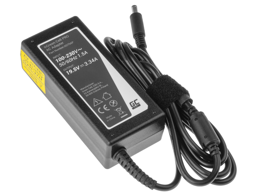 Green Cell PRO polnilec / AC Adapter 19.5V 3.34A 65W za Dell Inspiron 15 3543 3558 3559 5552 5558 5559 5568 17 5758 5759 (AD75AP)