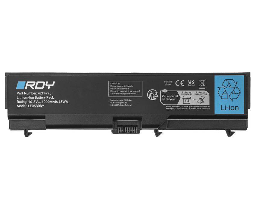RDY Laptop baterija 42T4235 42T4795 za Lenovo ThinkPad L510 L512 L520 SL410 SL510 T410 T410i T420 T420i T510 T520 W510 W520 (LE05BRDY)
