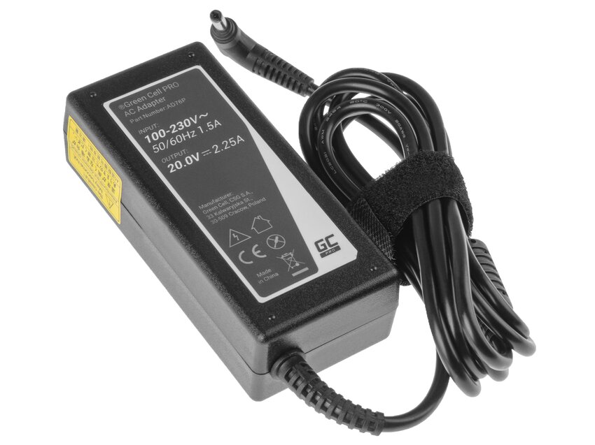 Green Cell PRO polnilec / AC Adapter 20V 2.25A 45W za Lenovo IdeaPad 110 110-15 100-15IBY 110-15IBR 320-15ISK 320-15AST (AD76P)