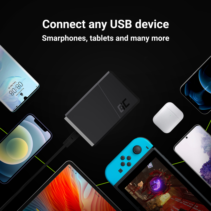 Green Cell GC ChargeSource 5 5xUSB 52W napajanje s hitrim polnjenjem Ultra Charge and Smart Charge (CHARGC05)