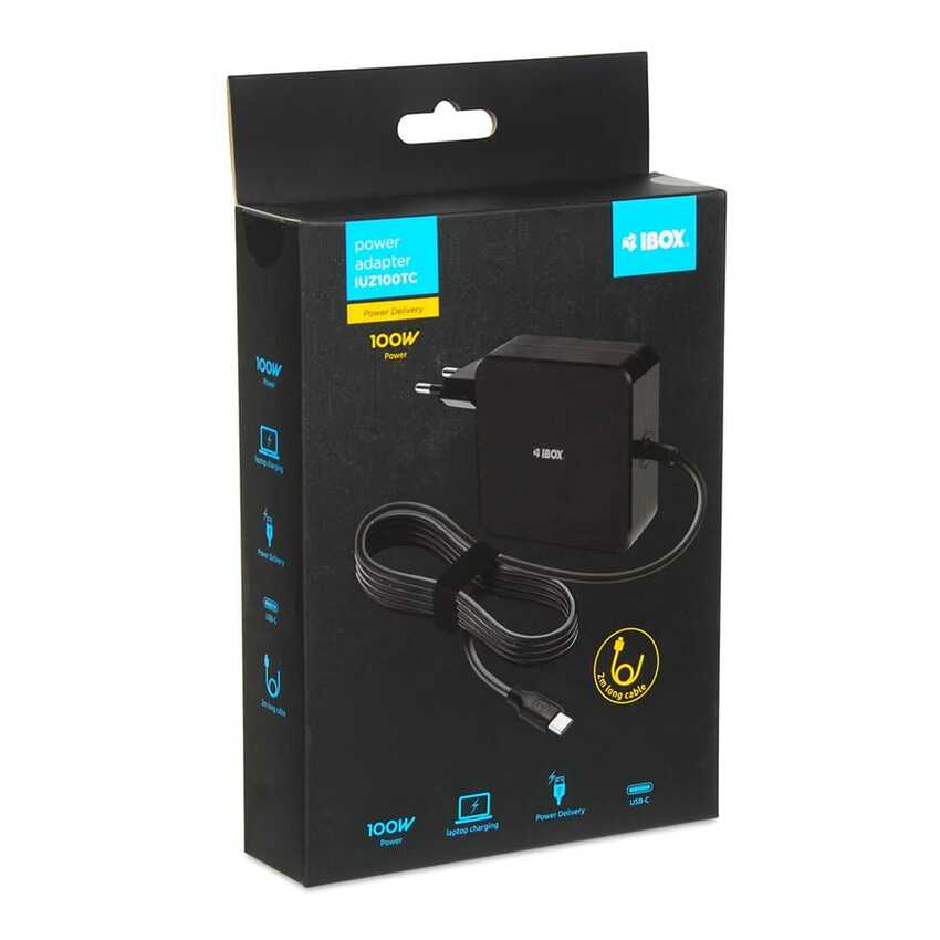 Polnilec za USB C naprave iBOX IUZ100TC 100W PowerDelivery, E-Mark
