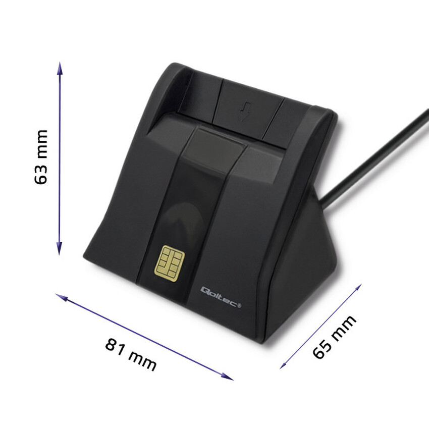 Qoltec SCR-0643 Smart chip ID card scanner | USB 2.0 | Plug&Play